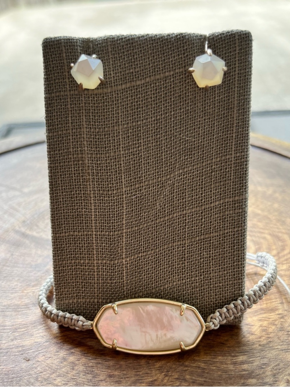 Kendra Scott Opal Stone Bracelet and White Opal Stud Earrings